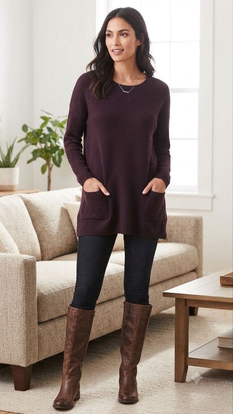 Maurices Plum Purple Ribbed Knit Sweater NWT Women’s Size XS Cozy Oversized Pock